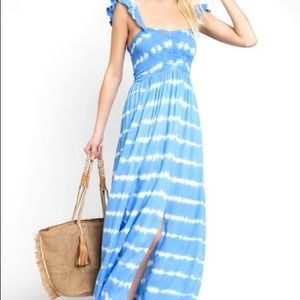 Tiare Hawaii Tie Dye smocked maxi dress w slits